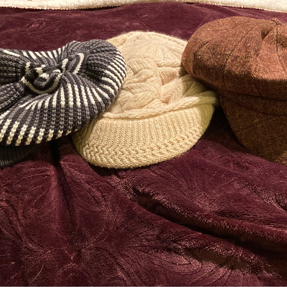 Set of three cute womens pageboy and beanie brim caps
